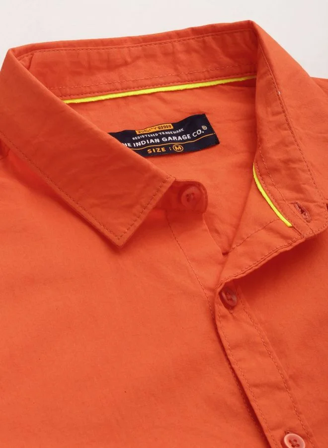 The Indian Garage Co Men Slim Fit Solid Full Sleeves Cutaway Collar Casual Shirt