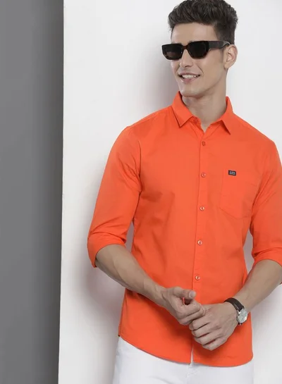 The Indian Garage Co Men Slim Fit Solid Full Sleeves Cutaway Collar Casual Shirt