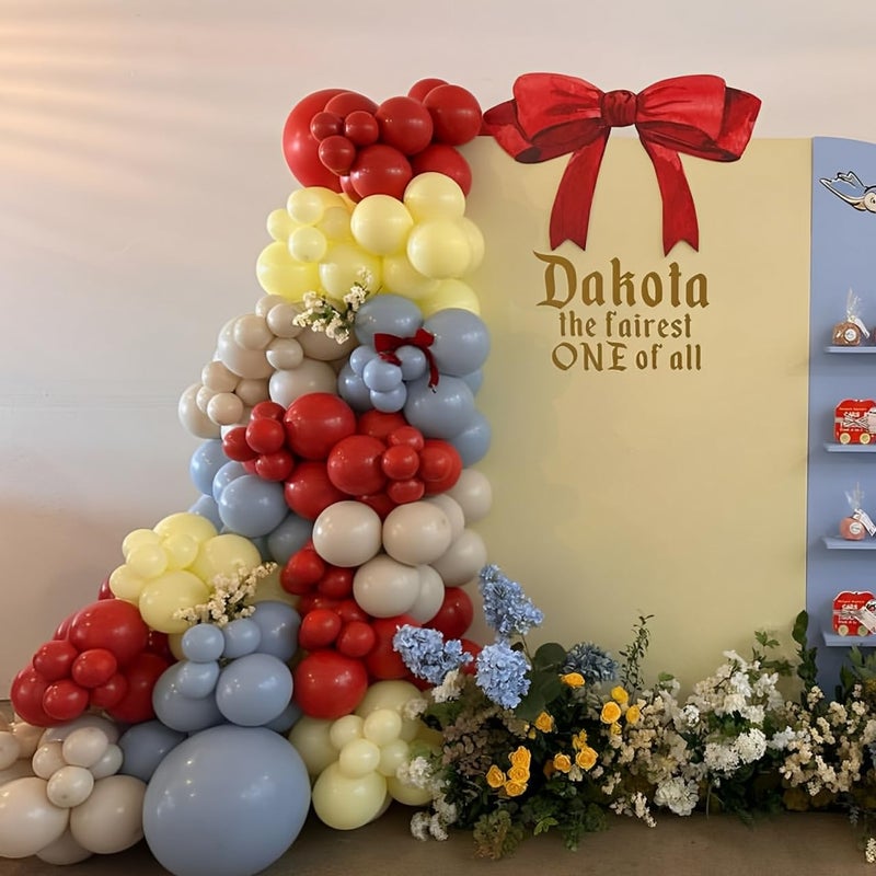 GIHOO Princess Balloon Garland Arch Kit 137pcs Red Blue Yellow Latex Balloons for Girl's Birthday Baby Shower Fairy Tale Princess Theme Party Decorations - Image 3