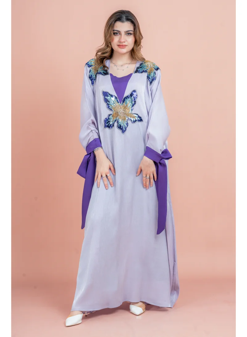 IKKXA Crystal Handwork Modern Jalabiya IK1048 Purple