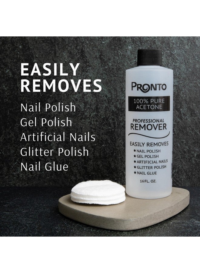 PRONTO 100% Pure Acetone Gel Polish Remover Removes Gel Dip Acrylic Nails & Glue 16 Fl Oz - Image 2