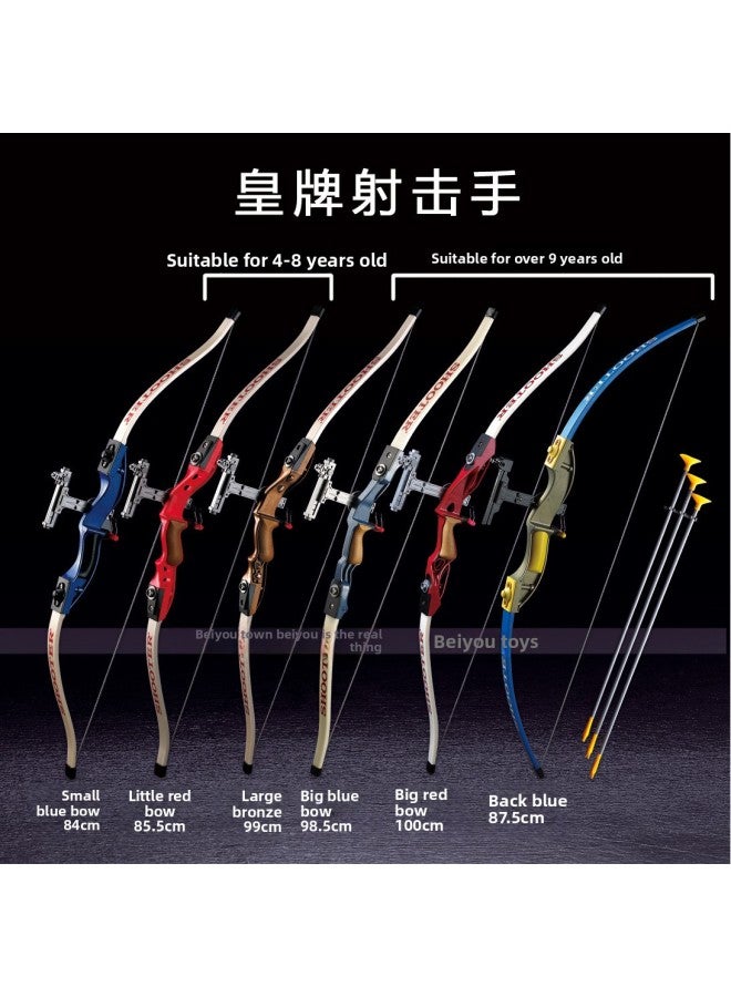 Traditional Sucker Children's Bow And Arrow Toy Parent-child Outdoor Scenic Spot Archery Shooting Toy Recurve Bow Emperor Brand Shooter-Color:Big Blue Bow +3 Arrows + Quiver Finger Cover + Vertical Target (E-Commerce Box) - Image 3