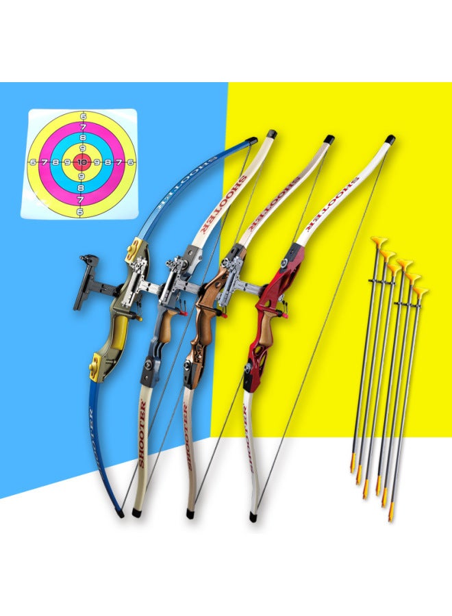 Traditional Sucker Children's Bow And Arrow Toy Parent-child Outdoor Scenic Spot Archery Shooting Toy Recurve Bow Emperor Brand Shooter-Color:Big Blue Bow +3 Arrows + Quiver Finger Cover + Vertical Target (E-Commerce Box) - Image 2