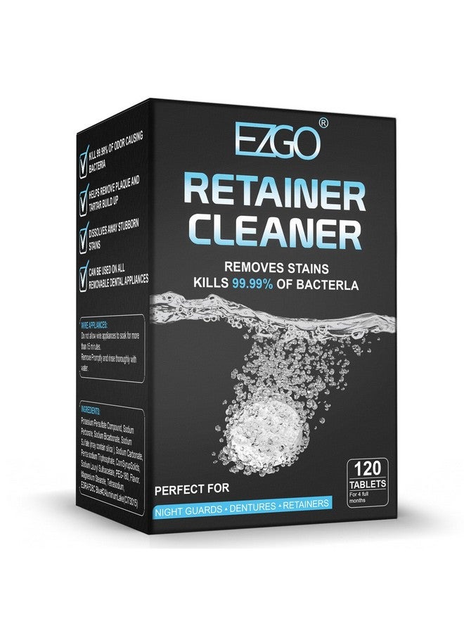 EZGO Retainer Cleaner Tablets, Denture Cleaning Tablets for Mouth Guard, Night Guard and Removable Dental Appliances, Removes Stains, Bad Odor, Plaque in 3 Minutes, 4 Months Supply (120 pcs) - Image 1