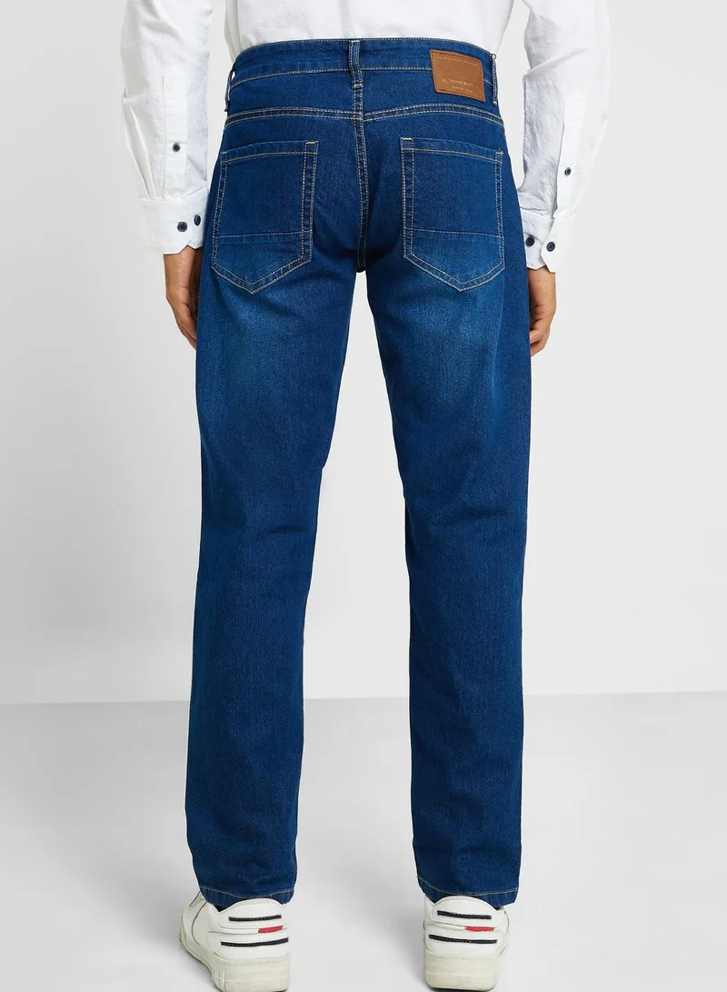 Thomas Scott Thomas Scott Men Mid-Rise Classic Light Fade Stretchable Jeans