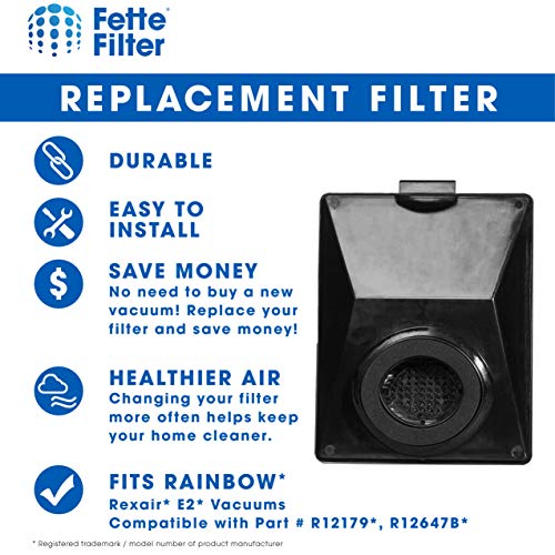 Fette Filter - Vacuum Filter Compatible with Rainbow R12179, R12647B, R10520, E2 Black, E2 Silver, E2 Gold Washable Filters - Pack of 1 - Image 3