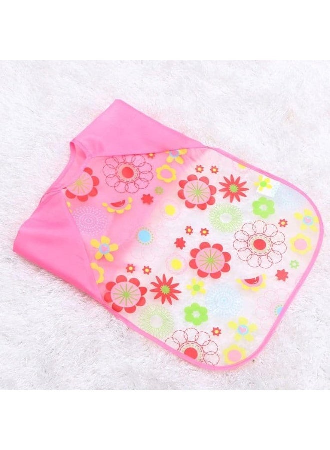 SUPAAR 2 Pcs Baby Bib Waterproof Long Sleeve Bib Unisex Feeding Bibs Apron Lovely Cute Cartoon Bibs for Infant Toddler Pink - Image 2