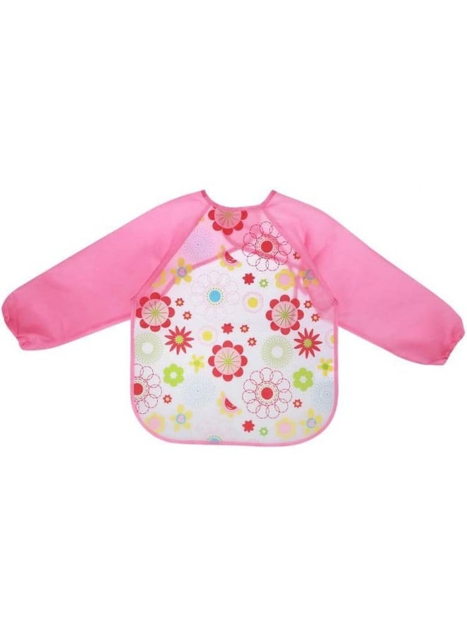 SUPAAR 2 Pcs Baby Bib Waterproof Long Sleeve Bib Unisex Feeding Bibs Apron Lovely Cute Cartoon Bibs for Infant Toddler Pink - Image 3