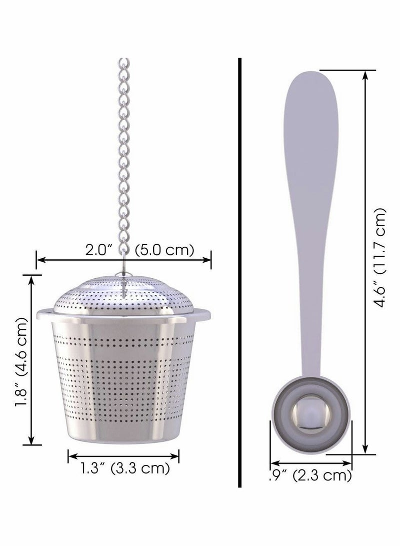Loose Leaf Tea Infuser (Set of 2) with Tea Scoop and Drip Dray, Ultra Fine Stainless Steel Strainer & Steeper for a Superior Brewing Experience  - Image 3