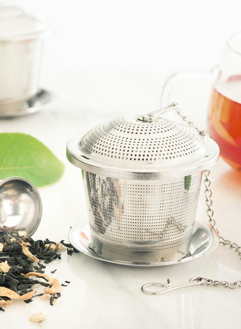 Loose Leaf Tea Infuser (Set of 2) with Tea Scoop and Drip Dray, Ultra Fine Stainless Steel Strainer & Steeper for a Superior Brewing Experience  - Image 5