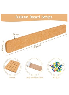 Fanski 5 Pack Bulletin Board Strips, COIDEA Felt Pin Board Bar with 35 Push Pins Self-Adhesive Felt Bulletin Board for Office School Home Wall Decoration, for Organize Memo, Photos, Display  - Image 2