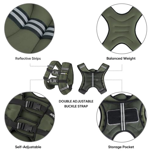 APEXUP 20lbs Weighted Vest Men Women, Weight Vest for Women Workout Equipment for Strength Training Running (Green) - Image 4