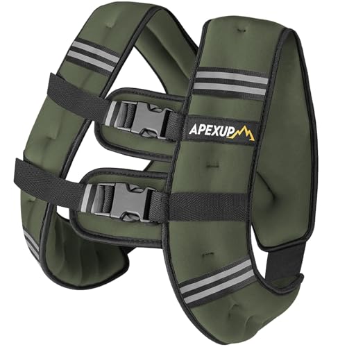 APEXUP 20lbs Weighted Vest Men Women, Weight Vest for Women Workout Equipment for Strength Training Running (Green) - Image 1