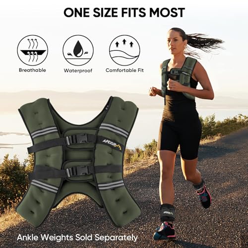 APEXUP 20lbs Weighted Vest Men Women, Weight Vest for Women Workout Equipment for Strength Training Running (Green) - Image 5