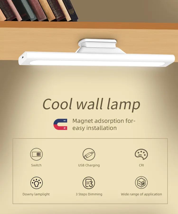 Gesto Magnetic Recharbale Desk Lamp – 3 Color Under Cabinet Light With Adjustable Brightness | Desk Light for Office Table,Study Table Lamp For Students | Study Lamp Or Battery Operated Reading Lights - Image 3