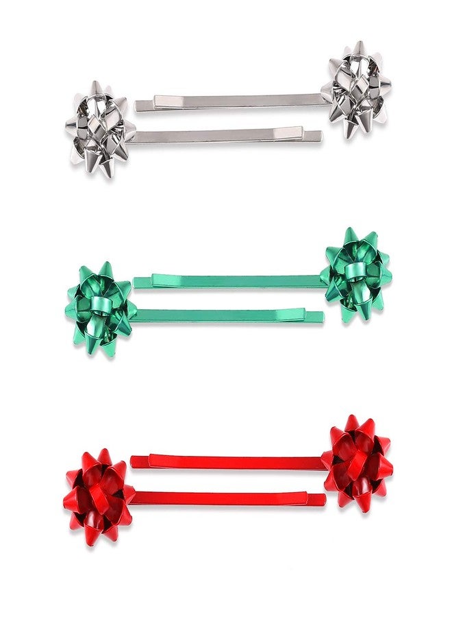 MOLOCH 6Pack Christmas Bow Hair Clip Hairpin Headdress Hair Bows Alligator Clips For Woman (red green silver) - Image 1