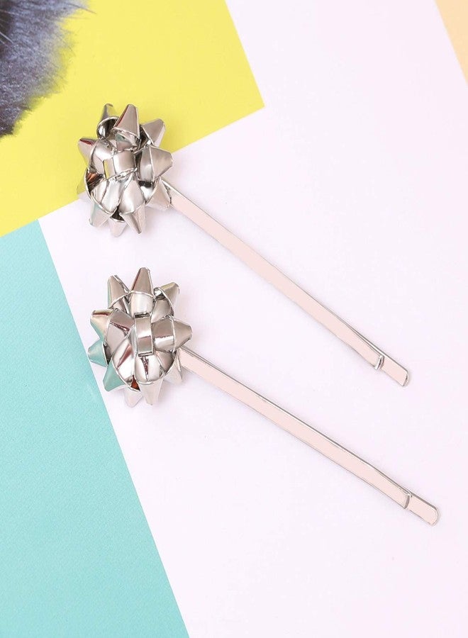 MOLOCH 6Pack Christmas Bow Hair Clip Hairpin Headdress Hair Bows Alligator Clips For Woman (red green silver) - Image 5