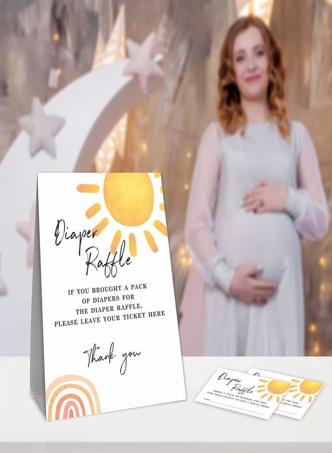 NYCTUG Baby Shower Game, Sun Shine Diaper Raffle Game Kit For Boys And Girls 1 Diaper Raffle Standing Sign With 50 Diaper Raffle Tickets,Party Favor Decorations And Supplies-NBLK-21 - Image 3