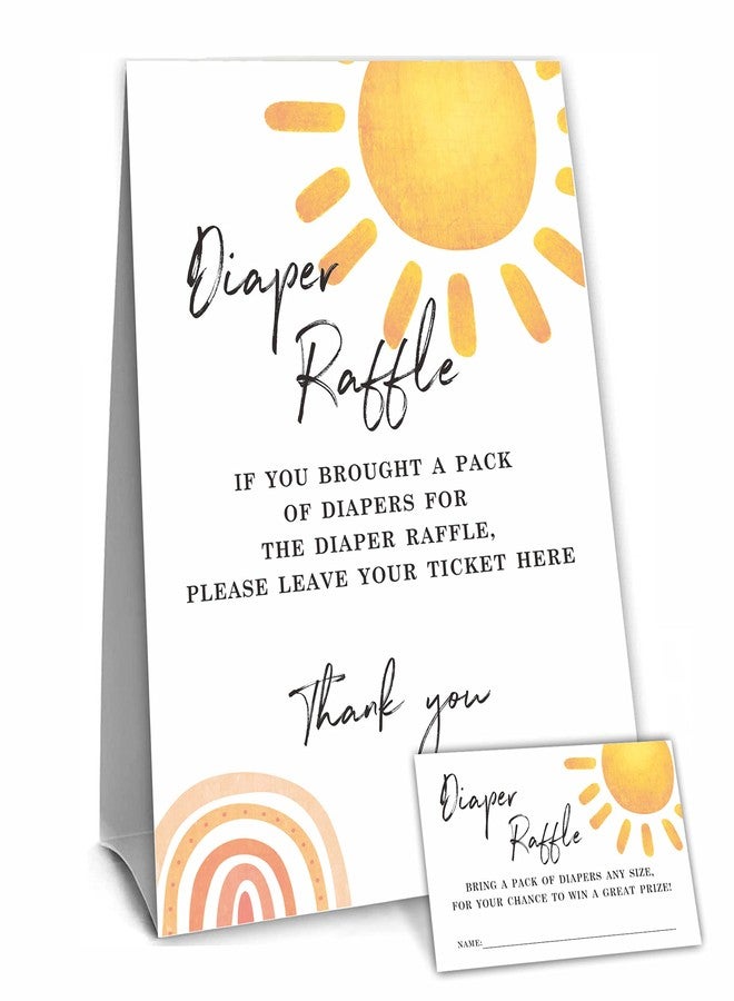 NYCTUG Baby Shower Game, Sun Shine Diaper Raffle Game Kit For Boys And Girls 1 Diaper Raffle Standing Sign With 50 Diaper Raffle Tickets,Party Favor Decorations And Supplies-NBLK-21 - Image 1