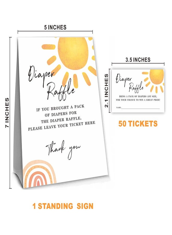NYCTUG Baby Shower Game, Sun Shine Diaper Raffle Game Kit For Boys And Girls 1 Diaper Raffle Standing Sign With 50 Diaper Raffle Tickets,Party Favor Decorations And Supplies-NBLK-21 - Image 4