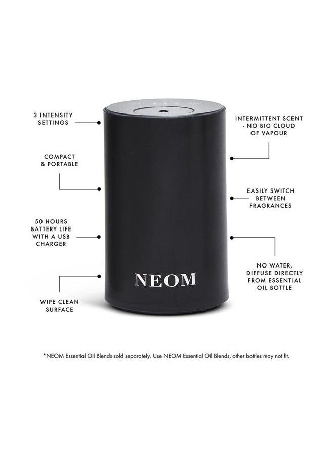 NEOM - NEOM – Portable Wellbeing Pod Mini Essential Oil Diffuser Black | Rechargeable USB & Waterless | Aromatherapy Oil Diffuser for Small Spaces - Image 1