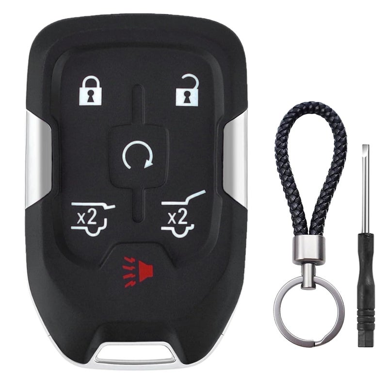 6 Button Key Fob Shell Replacement Fits for Chevy Suburban Tahoe GMC Yukon XL Denali HYQ1AA 2015 2016 2017 2018 2019 2020 Keyless Entry Remote Control Smart Car Key Fob Case Cover