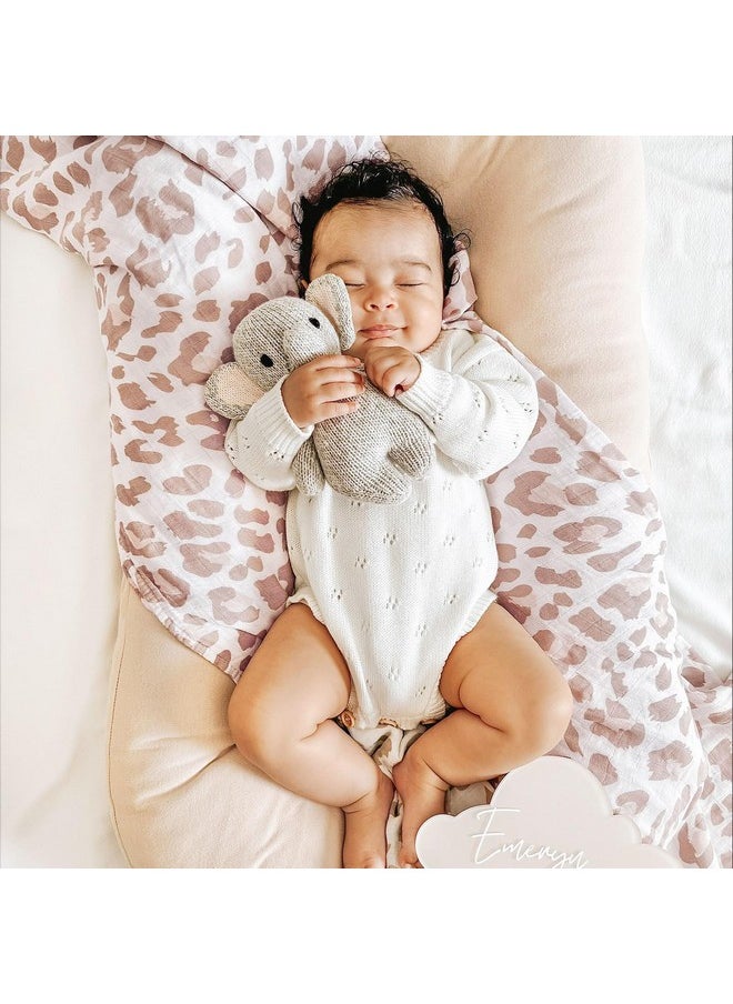 LifeTree Baby Muslin Swaddle Blankets Girl Newborn Receiving Blanket With Headband Bow Set Baby Swaddle Blush Leopard Print Nursery Swaddle Wrap  - Image 2