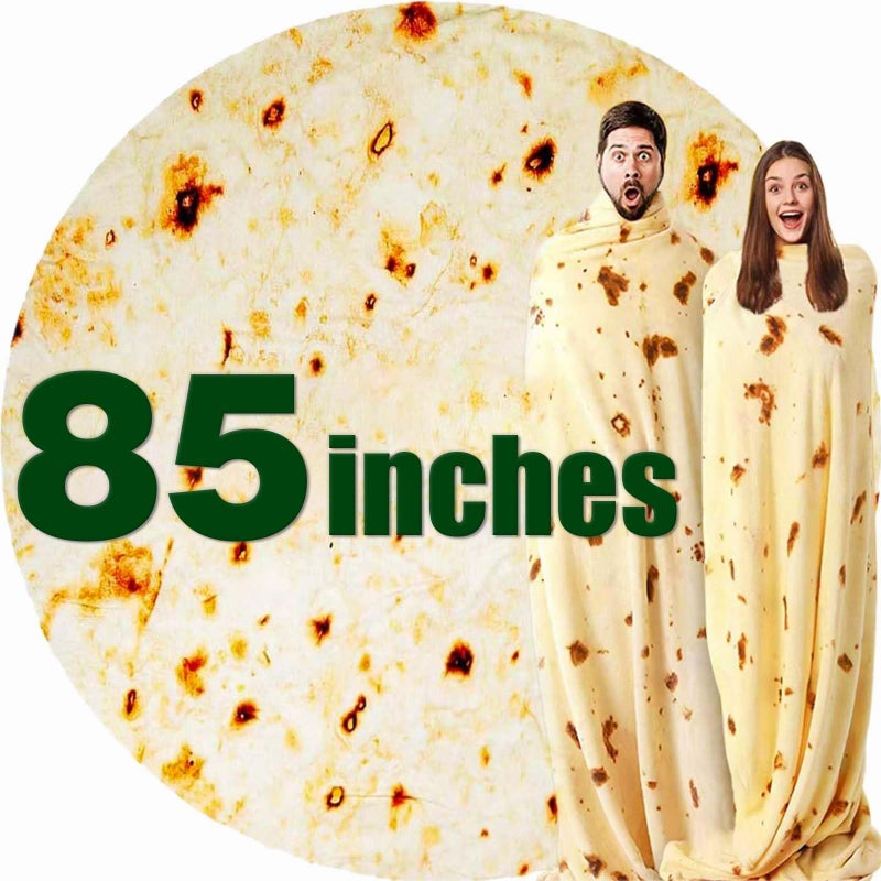 Acteb 85in Burrito Tortilla Blanket White Elephant Gifts for Adults Useful Throw Blankets Women Men Party Cool Stuff Novelty Gag Soft Fleece Wrap - Image 1