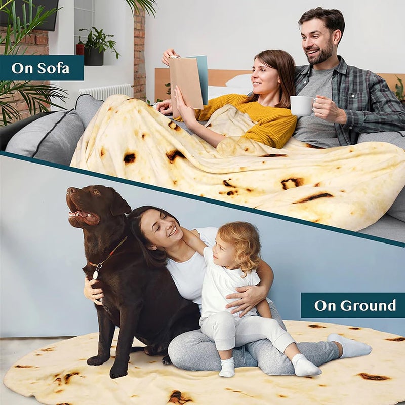 Acteb 85in Burrito Tortilla Blanket White Elephant Gifts for Adults Useful Throw Blankets Women Men Party Cool Stuff Novelty Gag Soft Fleece Wrap - Image 3