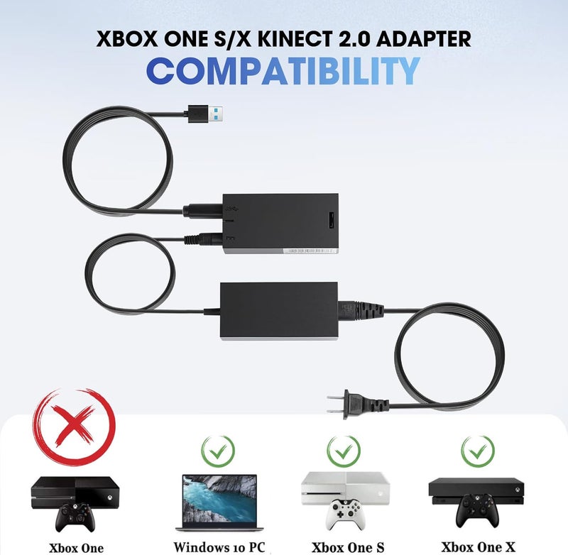E EGOWAY Kinect Adapter for Xbox One S, Xbox One X, and Windows 10/8.1/8 PC Kinect 2.0 3.0 Sensor AC Adapter Power Supply - Image 3