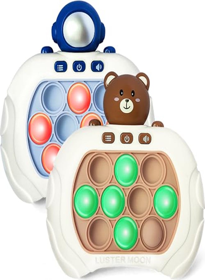 2 Pieces Pop Fidget Game Toys, Quick Push Game (Blue, Brown) - Image 1