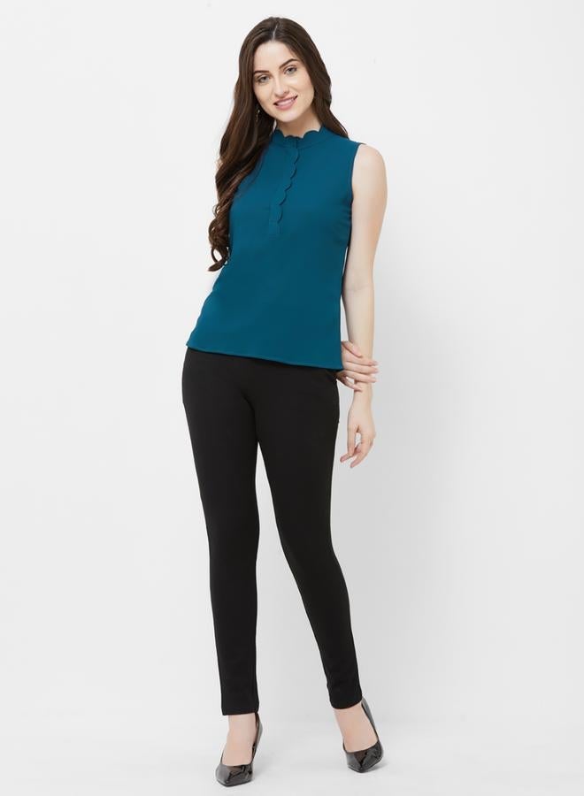 Mish Scalloped Edge Solid Shirt Style Top - Image 2