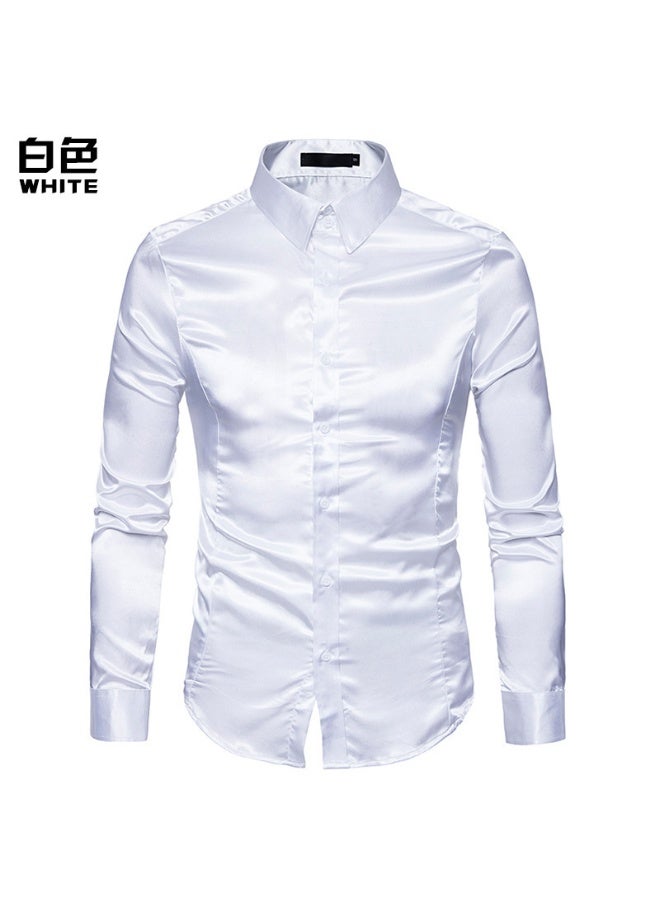 KUYING Casual Shiny Long Sleeved Shirt 