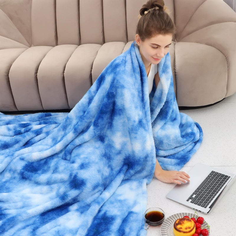 obinsm Fleece Throw Blanket Cozy Soft Lightweight Throw Blankets Warm Plush Blue Fall Blankets and Throws Couch Sofa Bed Camping Travel Picnic Outdoor Blanket Bedding Kid Baby Boys Girls Adults - Image 3
