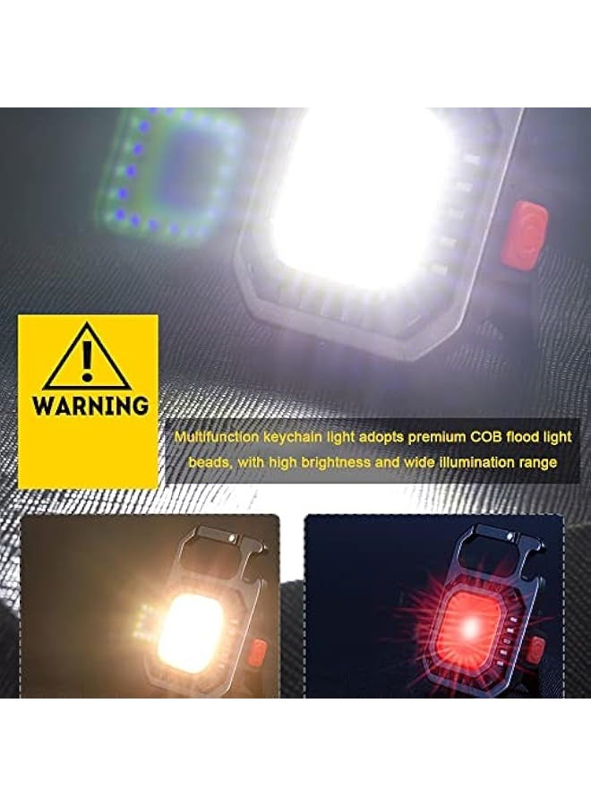 Mini COB Flashlight Portable Camping Light Rechargeable Keychain Light Emergency Light with 7 Light Modes Folding Bracket Bottle Opener Magnet Base  - Image 4