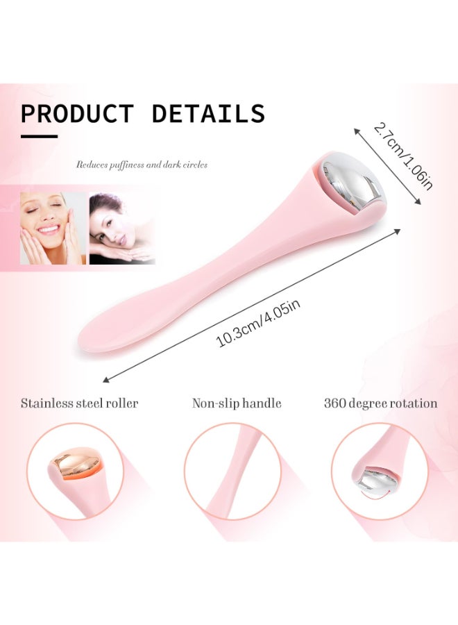 TORMEN Mini Eye Face Rollers Stainless Steel Eye Massage Ice Roller Facial Beauty Tool for reduces puffy eyelids Dark Circles Relief Skin Caremuscle sorenessFacial cold compress 2pcs Pink - Image 4