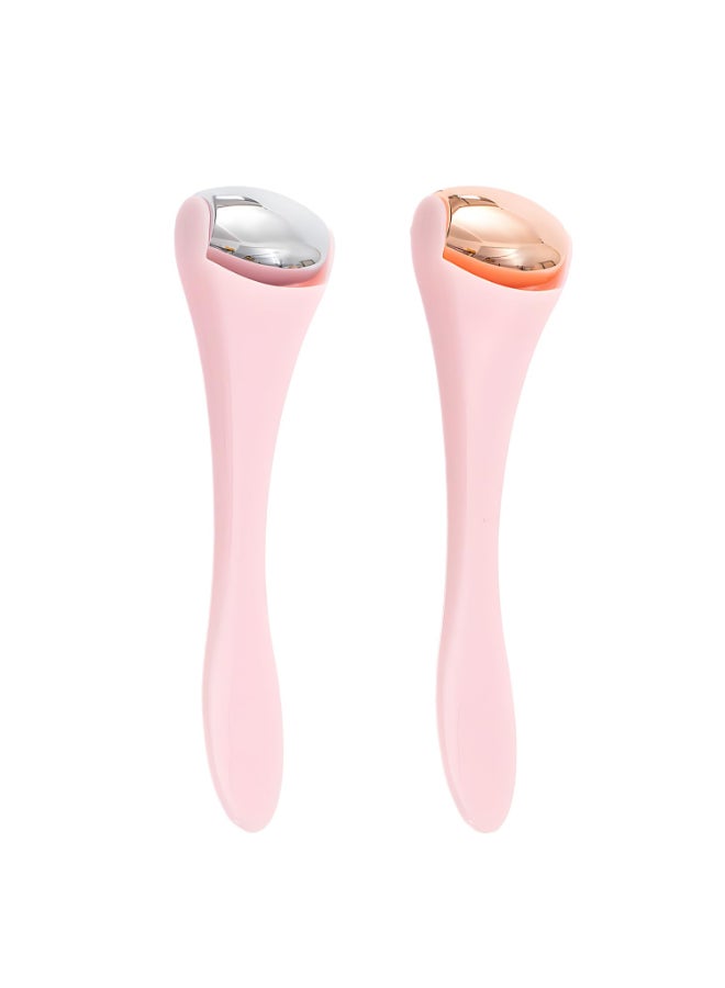 TORMEN Mini Eye Face Rollers Stainless Steel Eye Massage Ice Roller Facial Beauty Tool for reduces puffy eyelids Dark Circles Relief Skin Caremuscle sorenessFacial cold compress 2pcs Pink - Image 2