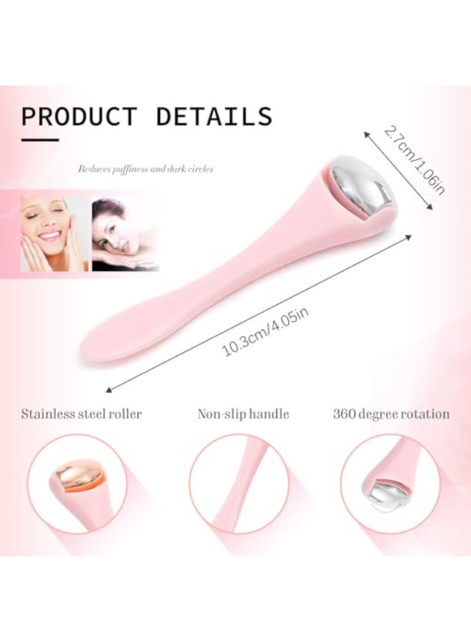 TORMEN Mini Eye Face Rollers Stainless Steel Eye Massage Ice Roller Facial Beauty Tool for reduces puffy eyelids Dark Circles Relief Skin Caremuscle sorenessFacial cold compress 2pcs Pink - Image 3