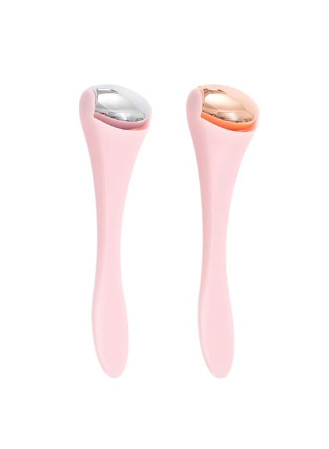 TORMEN Mini Eye Face Rollers Stainless Steel Eye Massage Ice Roller Facial Beauty Tool for reduces puffy eyelids Dark Circles Relief Skin Caremuscle sorenessFacial cold compress 2pcs Pink - Image 1