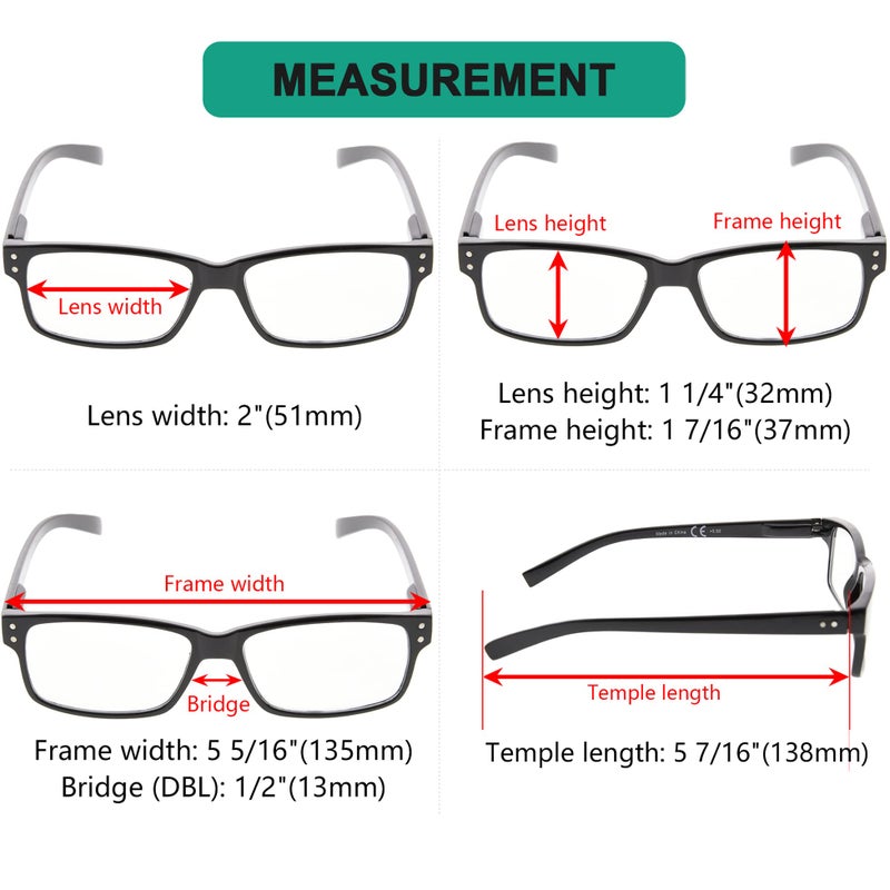 Eyekepper 5 Pack Reading Glasses for Men Spring Hinges Classic Readers Black Frame +1.25 - Image 3