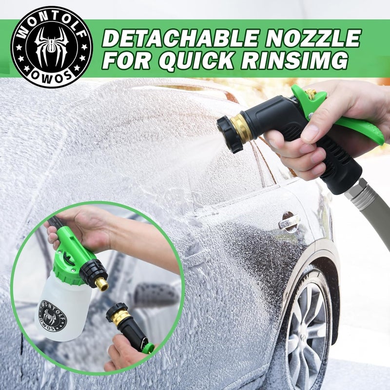 Wontolf Car Wash Foam Gun Foam Cannon + Car Wash Soap - Microfiber Wash Mitt - Car Foam Sprayer Foam Blaster - Connects to Garden Hose - Car Wash Kit - Car Accessories for Men - Image 4