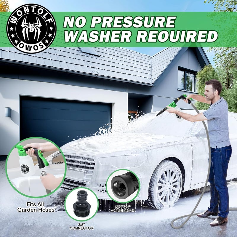 Wontolf Car Wash Foam Gun Foam Cannon + Car Wash Soap - Microfiber Wash Mitt - Car Foam Sprayer Foam Blaster - Connects to Garden Hose - Car Wash Kit - Car Accessories for Men - Image 2