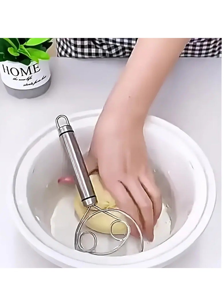 Goolsky Stainless Steel Manual Dough Mixer & Egg Beater - Versatile Kitchen Gadget for Baking and Cooking, No Electricity Needed - Image 1