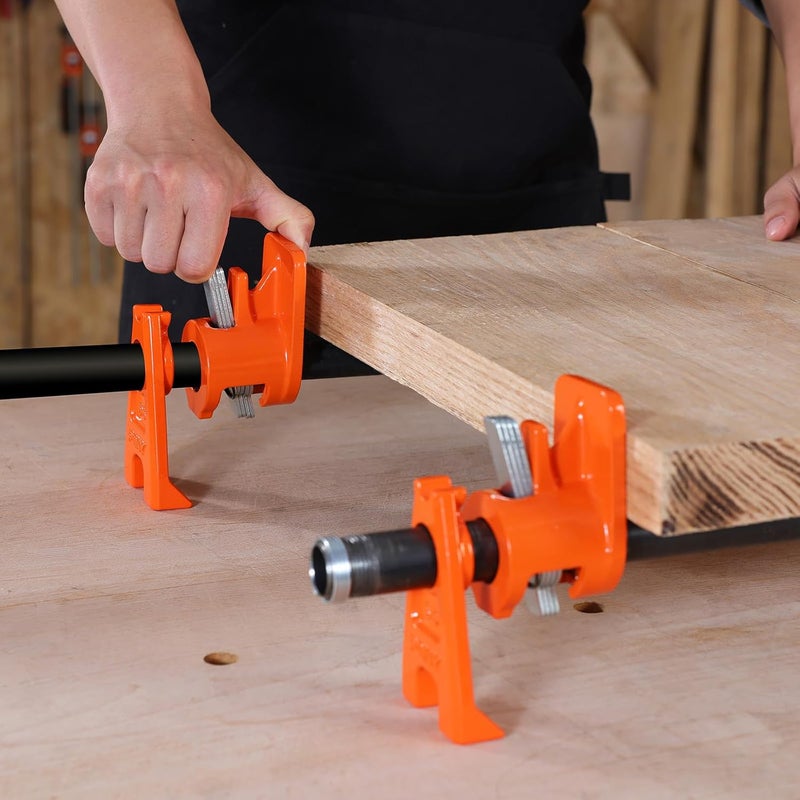 Pony PRO 2 Pack Pipe Clamp Fixture for 2 cm Black Pipe, Heavy Duty Wood Gluing Clamp Set, Cast Iron Pipe Clamps for Woodworking Glue Ups Panels and Boards - Image 4