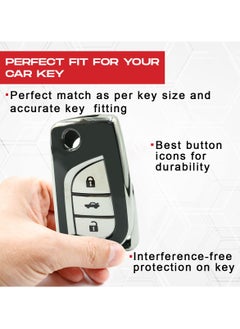 TOYOTA Toyota Corolla 3 Button Remote Key Fob Case TPU Car Key Case 1 Pcs Car Key Fob Cover Black  - Image 3