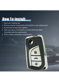 TOYOTA Toyota Corolla 3 Button Remote Key Fob Case TPU Car Key Case 1 Pcs Car Key Fob Cover Black  - Image 4