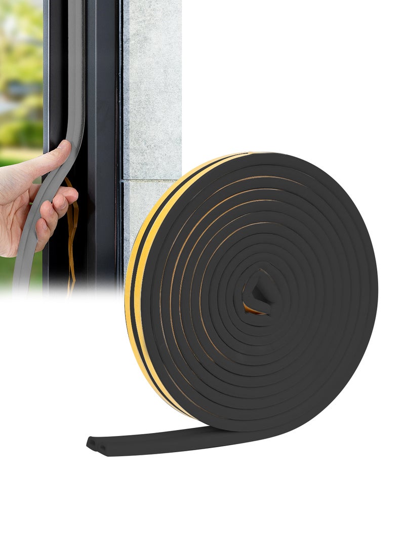 أل آند وين مانع تسرب الباب على شكل D، شريط مطاطي عازل للضوضاء عازل للصوت ذاتي اللصق لباب شاحنة السيارة (5 م أسود) - Image 1
