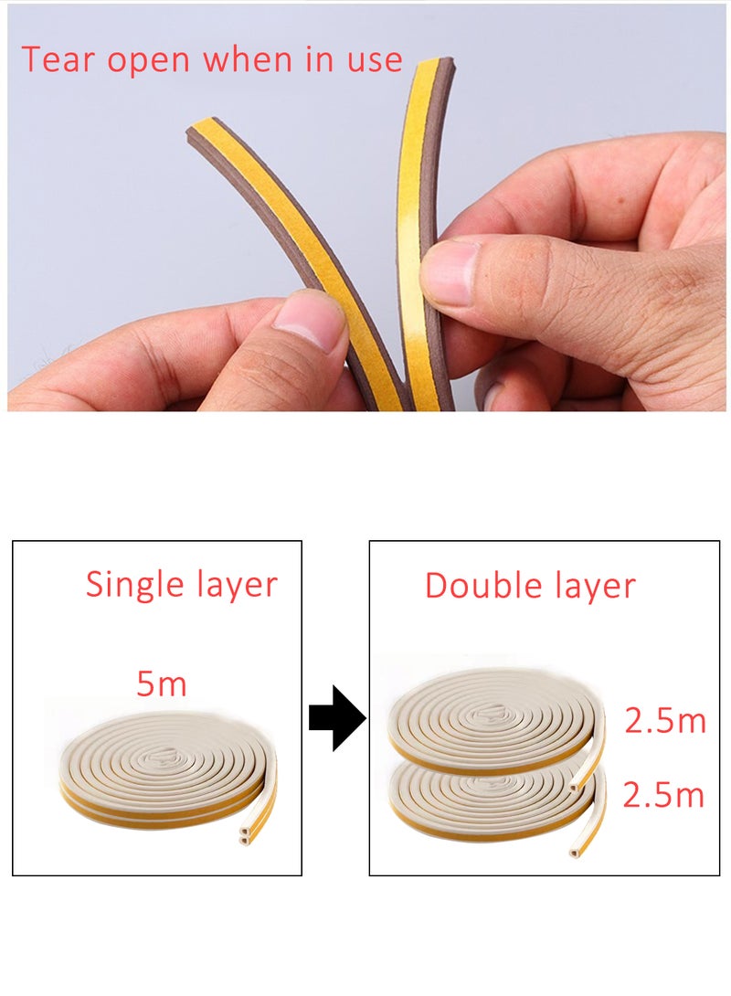 أل آند وين مانع تسرب الباب على شكل D، شريط مطاطي عازل للضوضاء عازل للصوت ذاتي اللصق لباب شاحنة السيارة (5 م أسود) - Image 3