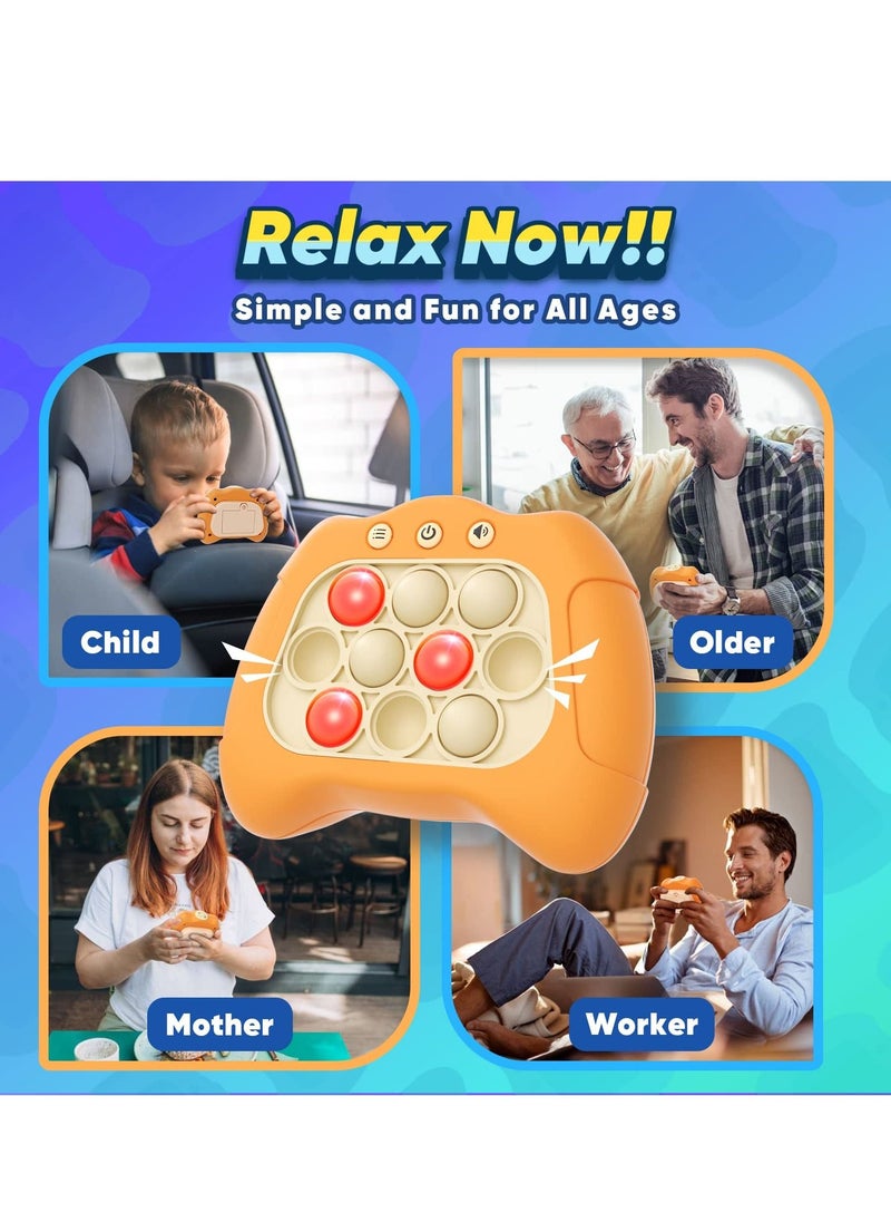 Quick Push Electronic Pop Light Up Games,Sensory Fidget Toys for Adults and Kids 6-12, Puzzle Game Machine, Squeeze Poppet Sensory Push Pop Bubble Toy,Orange