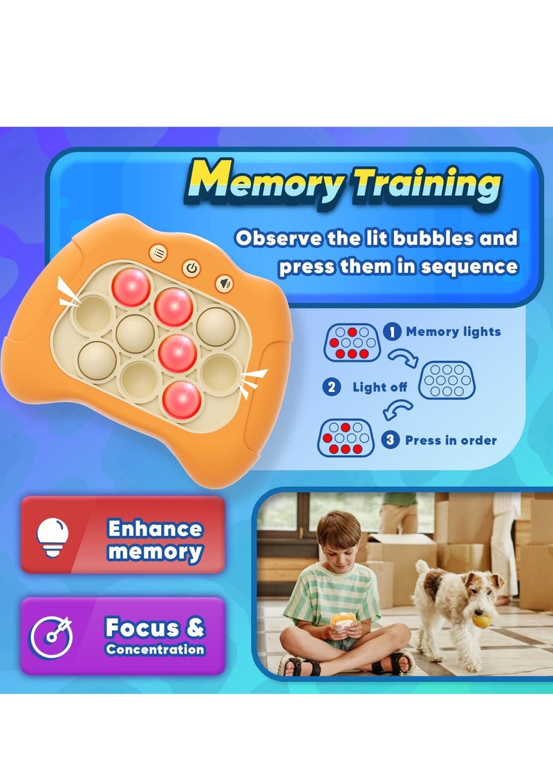 MIXDE Quick Push Electronic Pop Light Up Games,Sensory Fidget Toys for Adults and Kids 6-12, Puzzle Game Machine, Squeeze Poppet Sensory Push Pop Bubble Toy,Orange  - Image 3